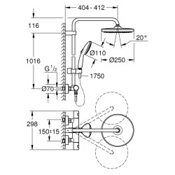 Душ система TEMPESTA  термостат  GROHE 26670001