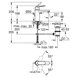 Змішувач EUROSMART COSMOPOLITAN раковина гідрозатвір GROHE 23325000